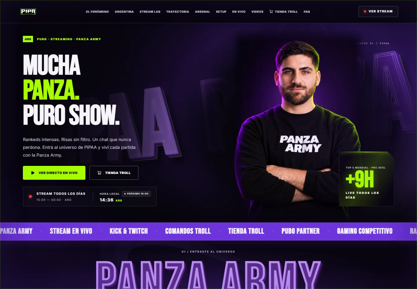 Portada del sitio de PIPAA y su comunidad Panza Army.
